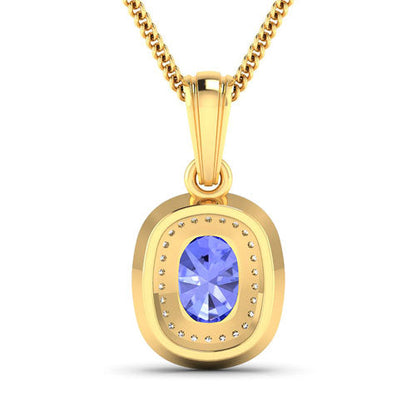 1.45 Carat Genuine Tanzanite and White Diamond 14K Yellow Gold Pendant Bids.com