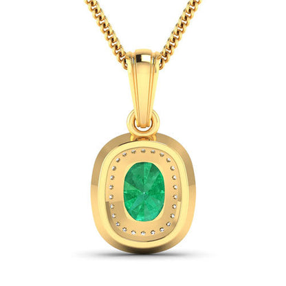 1.50 Carat Genuine Zambian Emerald and White Diamond 14K Yellow Gold Pendant Bids.com