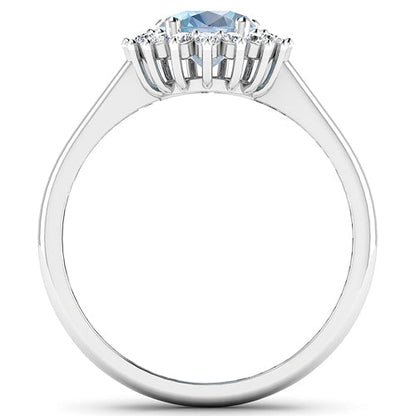 1.62 Carat Genuine Aquamarine and White Diamond 14K White Gold Ring Bids.com