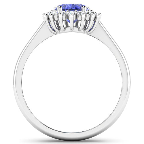 1.92 Carat Genuine Tanzanite and White Diamond 14K White Gold Ring Bids.com