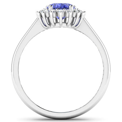 1.92 Carat Genuine Tanzanite and White Diamond 14K White Gold Ring Bids.com
