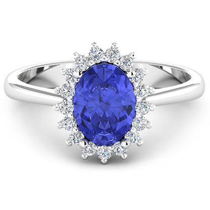1.92 Carat Genuine Tanzanite and White Diamond 14K White Gold Ring Bids.com