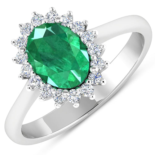 1.87 Carat Genuine Zambian Emerald  and White Diamond 14K White Gold Ring Bids.com