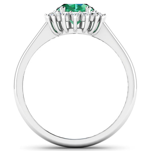 1.87 Carat Genuine Zambian Emerald  and White Diamond 14K White Gold Ring Bids.com