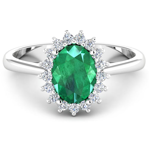 1.87 Carat Genuine Zambian Emerald  and White Diamond 14K White Gold Ring Bids.com