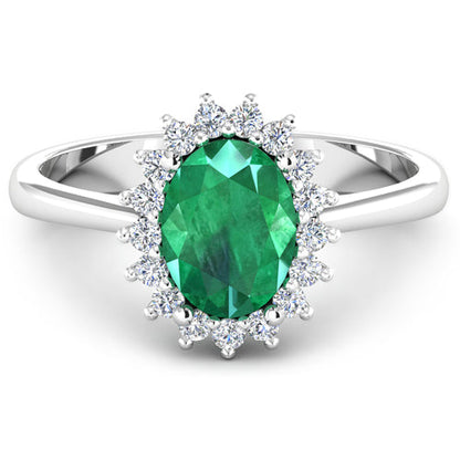 1.87 Carat Genuine Zambian Emerald  and White Diamond 14K White Gold Ring Bids.com