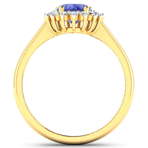 1.92 Carat Genuine Tanzanite and White Diamond 14K Yellow Gold Ring Bids.com