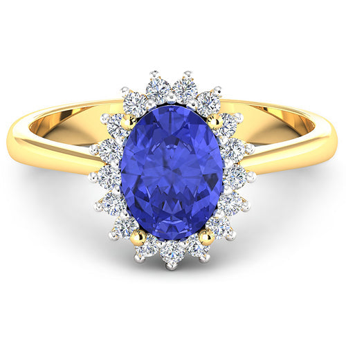 1.92 Carat Genuine Tanzanite and White Diamond 14K Yellow Gold Ring Bids.com