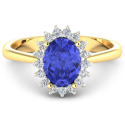 1.92 Carat Genuine Tanzanite and White Diamond 14K Yellow Gold Ring Bids.com