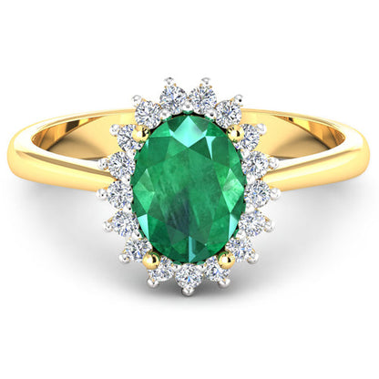 1.87 Carat Genuine Zambian Emerald and White Diamond 14K Yellow Gold Ring Bids.com