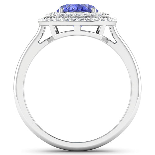 2.02 Carat Genuine Tanzanite and White Diamond 14K White Gold Ring Bids.com