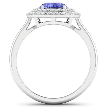 2.02 Carat Genuine Tanzanite and White Diamond 14K White Gold Ring Bids.com