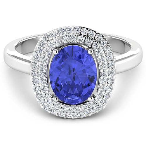 2.02 Carat Genuine Tanzanite and White Diamond 14K White Gold Ring Bids.com