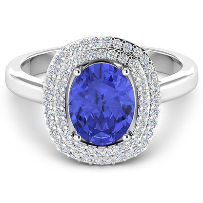2.02 Carat Genuine Tanzanite and White Diamond 14K White Gold Ring Bids.com