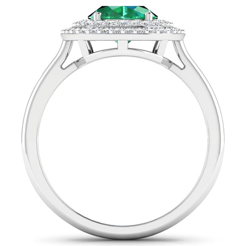 1.97 Carat Genuine Zambian Emerald  and White Diamond 14K White Gold Ring Bids.com