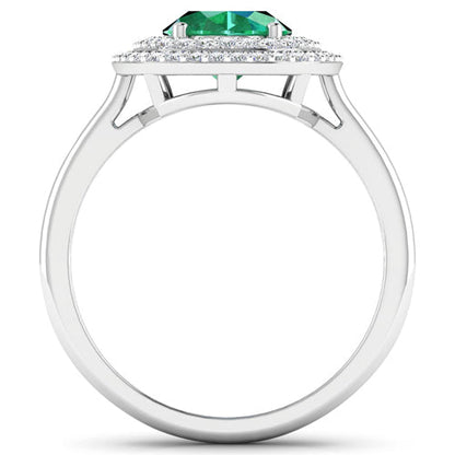 1.97 Carat Genuine Zambian Emerald  and White Diamond 14K White Gold Ring Bids.com