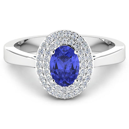 0.91 Carat Genuine Tanzanite and White Diamond 14K White Gold Ring Bids.com