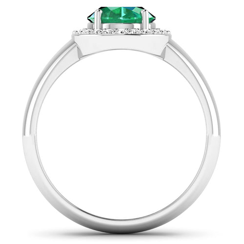 1.87 Carat Genuine Zambian Emerald and White Diamond 14K White Gold Ring Bids.com
