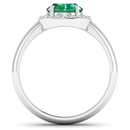 1.87 Carat Genuine Zambian Emerald and White Diamond 14K White Gold Ring Bids.com