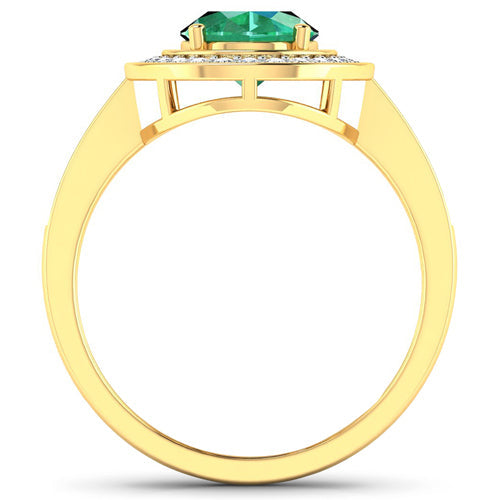 1.87 Carat Genuine Zambian Emerald and White Diamond 14K Yellow Gold Ring Bids.com