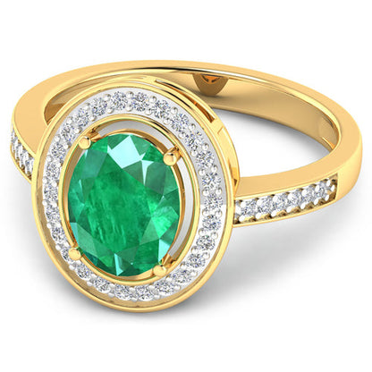 1.87 Carat Genuine Zambian Emerald and White Diamond 14K Yellow Gold Ring Bids.com