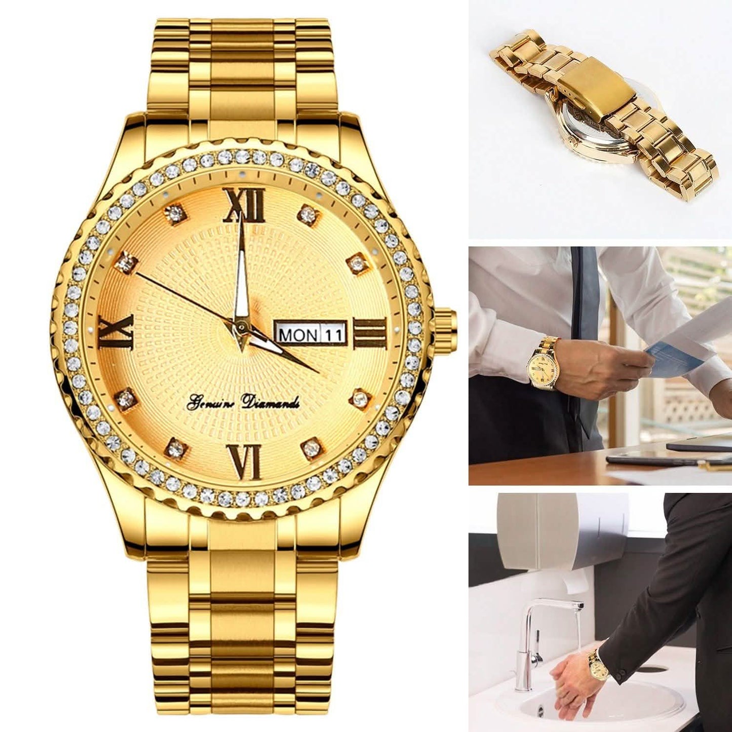 Quartz Watch Luxury Crystal Rhinestone Gold Steel DailySale
