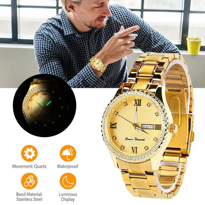 Quartz Watch Luxury Crystal Rhinestone Gold Steel DailySale