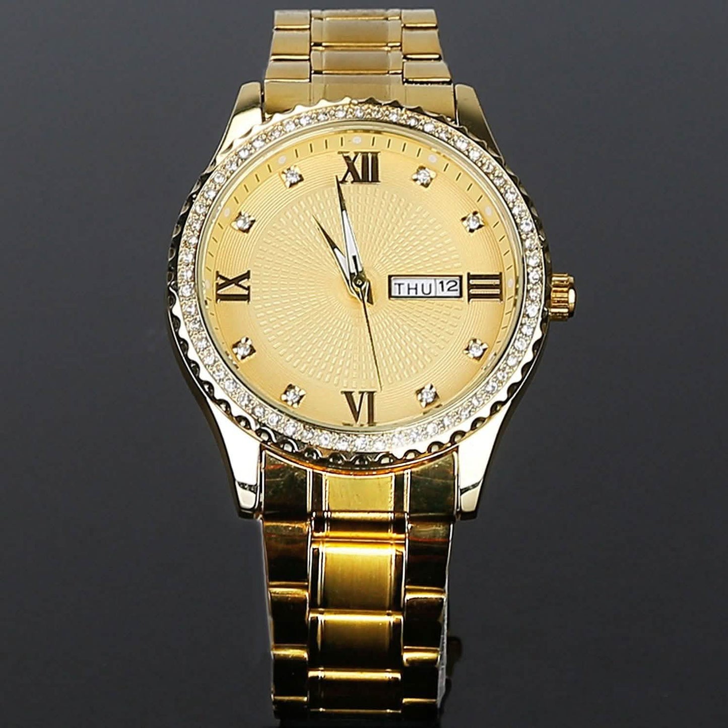 Quartz Watch Luxury Crystal Rhinestone Gold Steel DailySale