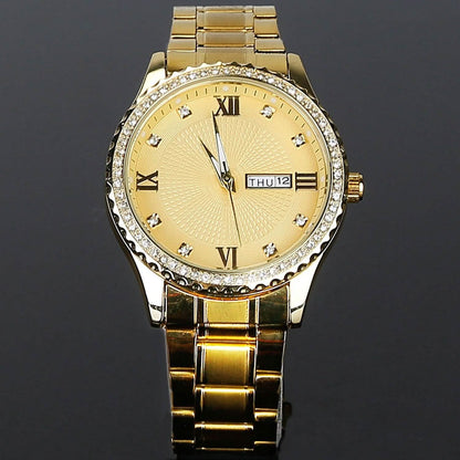 Quartz Watch Luxury Crystal Rhinestone Gold Steel DailySale