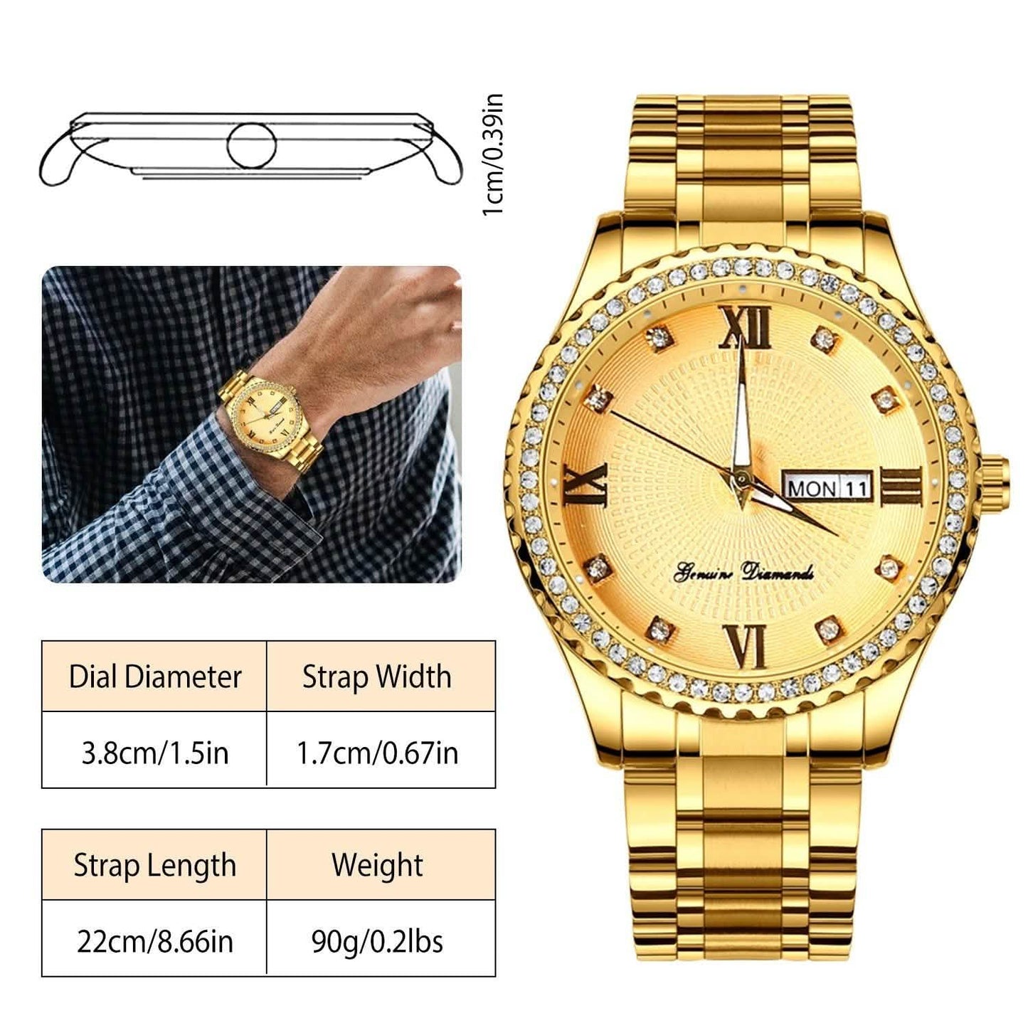 Quartz Watch Luxury Crystal Rhinestone Gold Steel DailySale