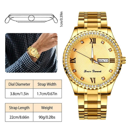 Quartz Watch Luxury Crystal Rhinestone Gold Steel DailySale