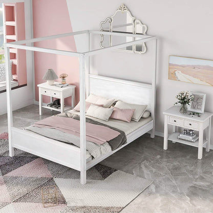 Queen Size Canopy Bed with 2 Nightstands DailySale
