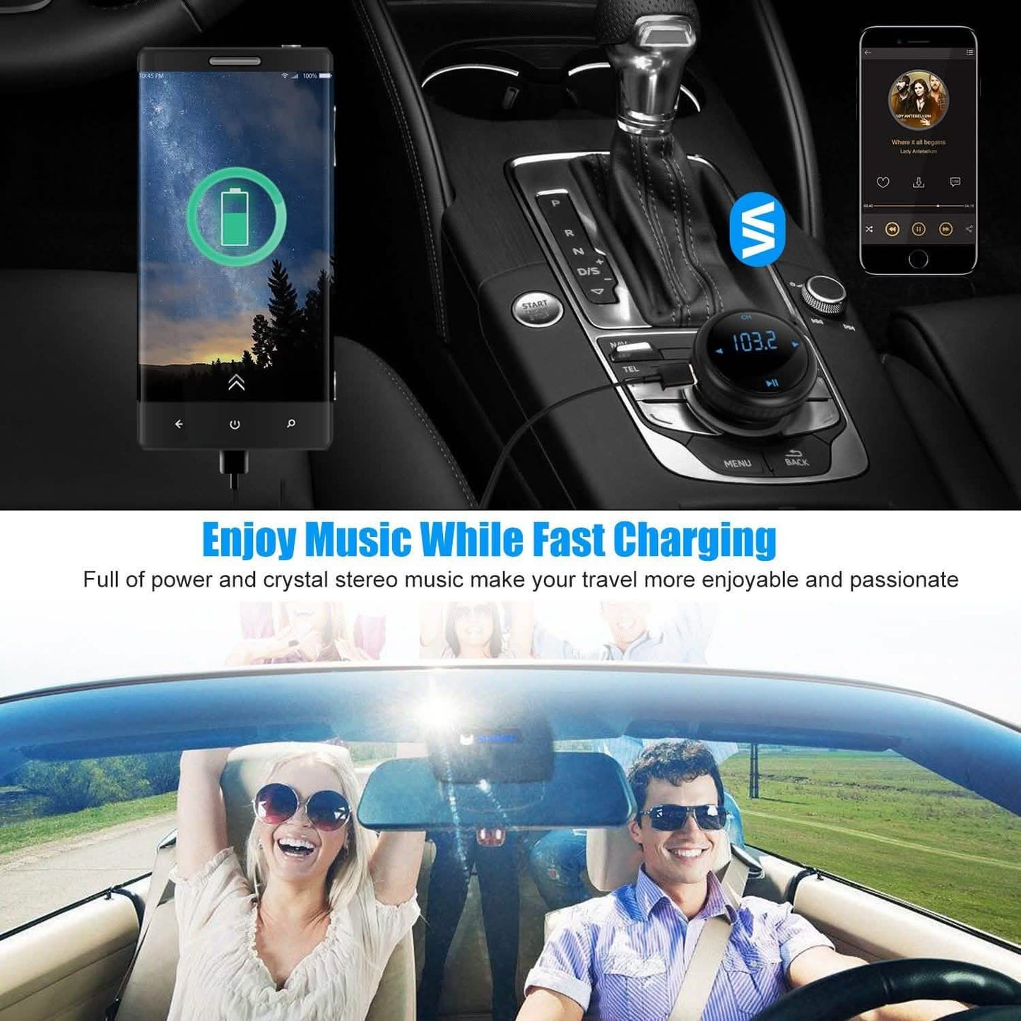 Quick Charge 3.0 Car Charger Wireless 4.2 FM Transmitter 23W 3A Dual USB DailySale