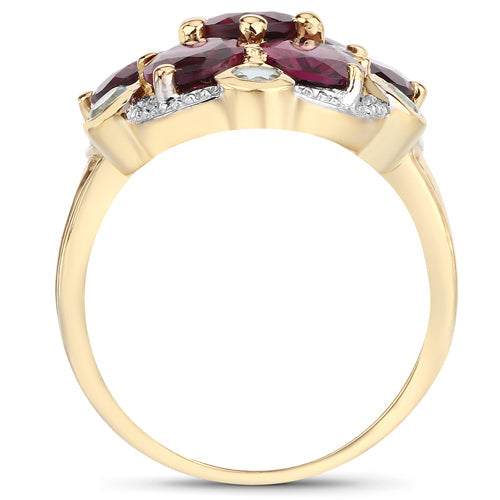 11.22 Carat Genuine Rhodolite and Blue Topaz .925 Sterling Silver Ring Bids.com
