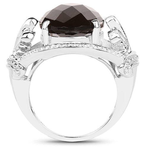 10.50 Carat Genuine Smoky Quartz .925 Sterling Silver Ring Bids.com