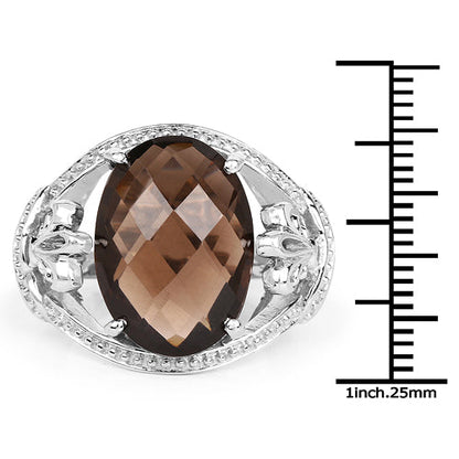 10.50 Carat Genuine Smoky Quartz .925 Sterling Silver Ring Bids.com