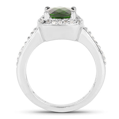 1.67 Carat Genuine Chrome Diopside & White Topaz .925 Sterling Silver Ring Bids.com