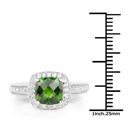 1.67 Carat Genuine Chrome Diopside & White Topaz .925 Sterling Silver Ring Bids.com
