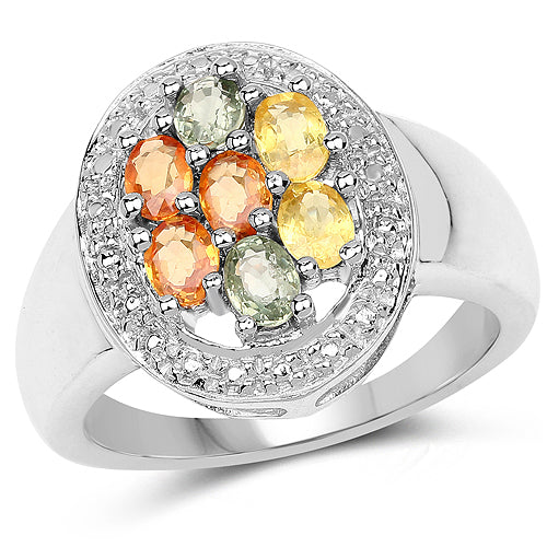 1.54 Carat Genuine Multi Sapphire .925 Sterling Silver Ring Bids.com