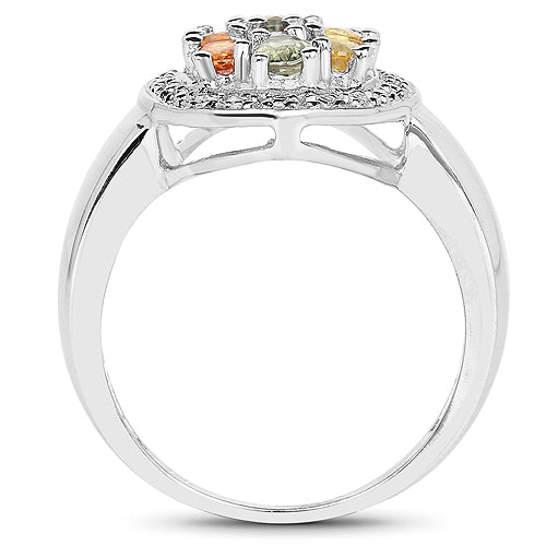 1.54 Carat Genuine Multi Sapphire .925 Sterling Silver Ring Bids.com
