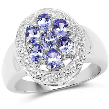 1.19 Carat Genuine Tanzanite .925 Sterling Silver Ring Bids.com