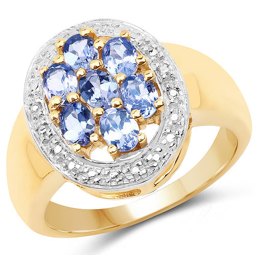 14K Yellow Gold Plated 1.19 Carat Genuine Tanzanite .925 Sterling Silver Ring Bids.com