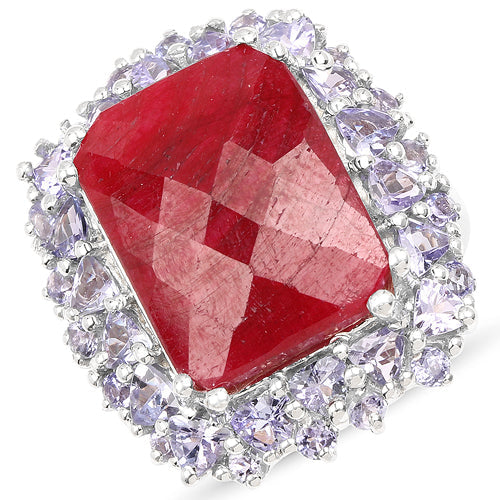 15.13 Carat Dyed Ruby & Tanzanite .925 Sterling Silver Ring Bids.com