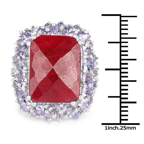 15.13 Carat Dyed Ruby & Tanzanite .925 Sterling Silver Ring Bids.com