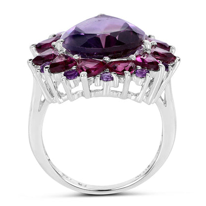 11.22 Carat Genuine Amethyst & Rhodolite .925 Sterling Silver Ring Bids.com