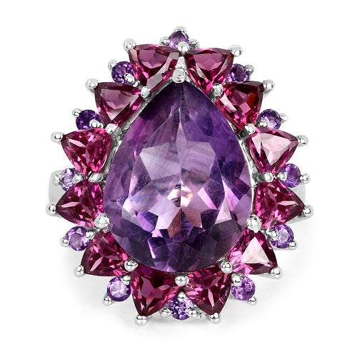 11.22 Carat Genuine Amethyst & Rhodolite .925 Sterling Silver Ring Bids.com