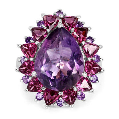 11.22 Carat Genuine Amethyst & Rhodolite .925 Sterling Silver Ring Bids.com