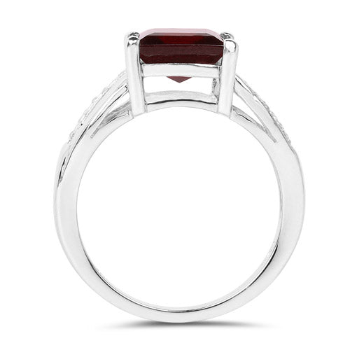 2.99 Carat Genuine Garnet and White Topaz .925 Sterling Silver Ring Bids.com