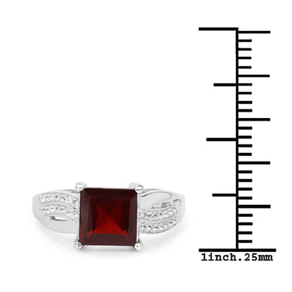 2.99 Carat Genuine Garnet and White Topaz .925 Sterling Silver Ring Bids.com