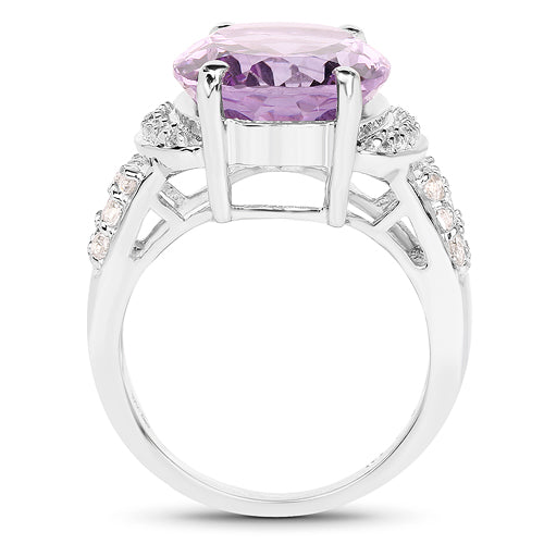 8.98 Carat Genuine Amethyst & White Topaz .925 Sterling Silver Ring Bids.com